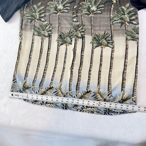 Hawaiian Shirt Campia Moda Button Men L Palm Trees Rayon Short Sleeve Tropical - Picture 8 of 11